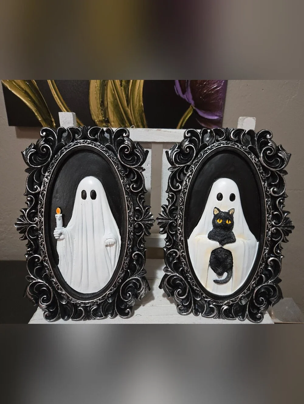 Halloween Ghost Frames Ghost Holding Cat And Ghost With Candle